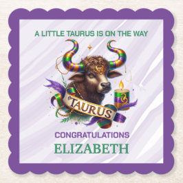 Lavender and Green Taurus Zodiac Baby Shower Underlägg Papper