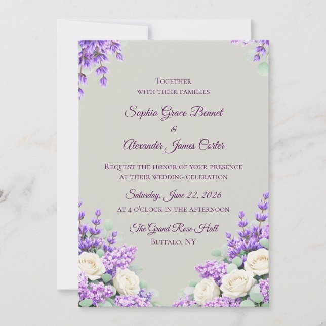 Lavender and Lilacs Wedding Invitation Inbjudningar (Framsida)