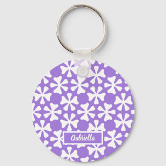 Lavender and White Modern Geometric Floral Pattern Nyckelring