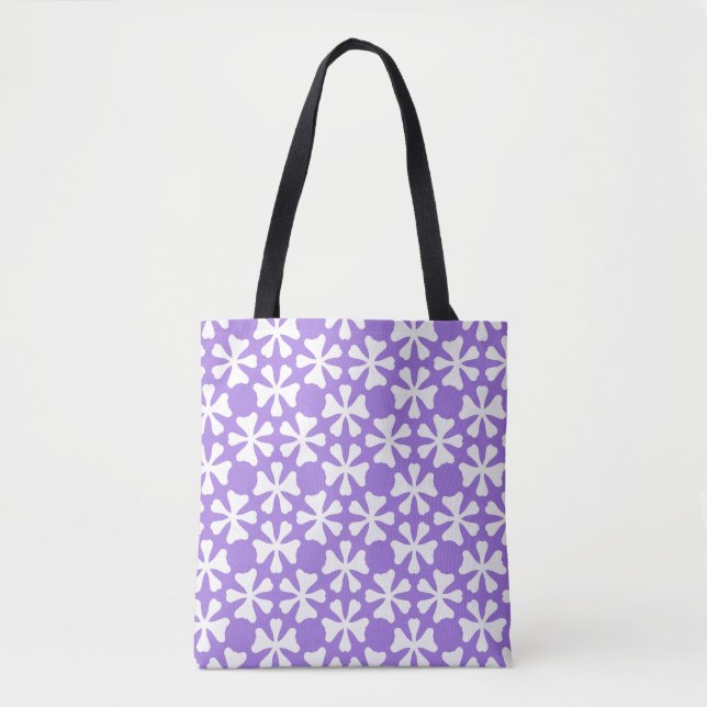 Lavender and White Modern Geometric Floral Pattern Tygkasse (Framsida)