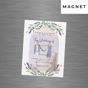 Lavender Arch fotoviolet blommigt lyxur bröllop Magnetisk Inbjudningskort