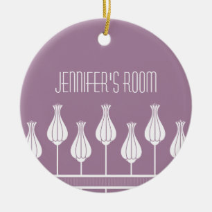 Lavender Art Deco Blommigt Dörr för ornament