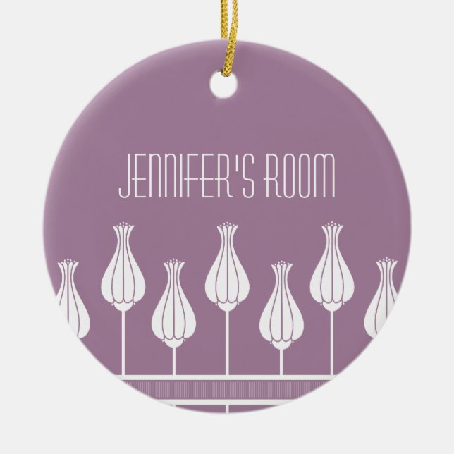 Lavender Art Deco Blommigt Dörr för ornament (Framsidan)