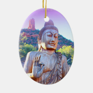 lavender aura buddha julgransprydnad keramik