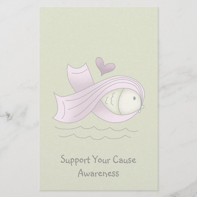 Lavender Awareness Ribbon Fish Stationery Brevpapper (Framsida)