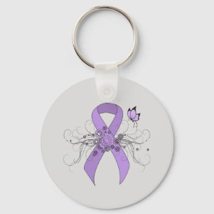 Lavender Awareness Ribbon med Butterfly Nyckelring