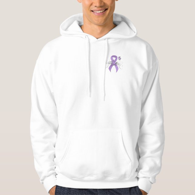 Lavender Awareness Ribbon med Butterfly Sweatshirt Med Luva (Framsida)
