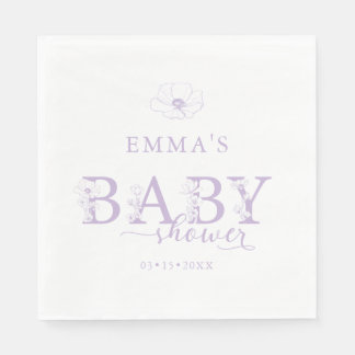 Lavender Baby Shower | Elegant Wildflower Floral Pappersservett