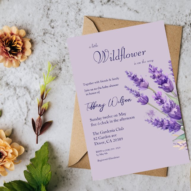 Lavender Baby Shower-meddelande Inbjudningar (Skapare uppladdad)