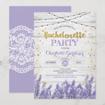 Lavender Bachelorette-partiets inbjudan till rusni