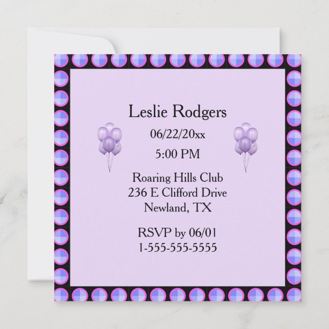 Lavender Bachelorette Party Inbjudningar (Baksida)