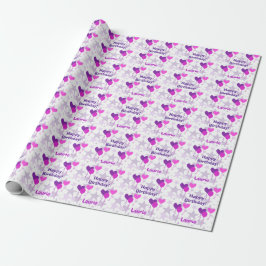 Lavender Balloons Stars Personlig Birthday Presentpapper