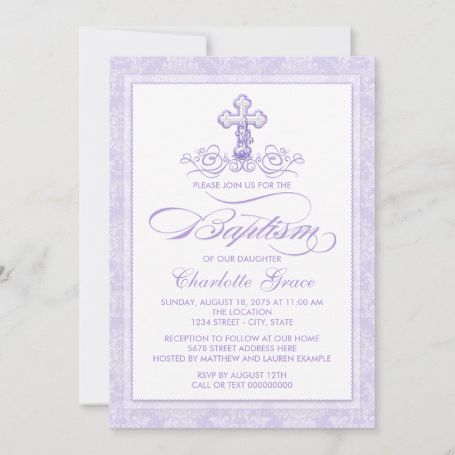 Lavender Baptism-inbjudningar Inbjudningar (Framsida)