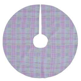 Lavender Barefoot Plaid Tree Skirt Julgransmatta Borstad Polyester