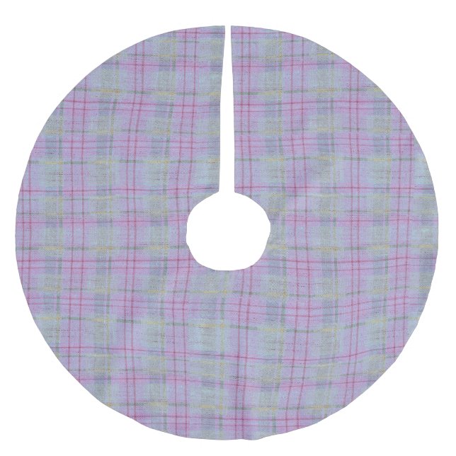 Lavender Barefoot Plaid Tree Skirt Julgransmatta Borstad Polyester (Framsidan)