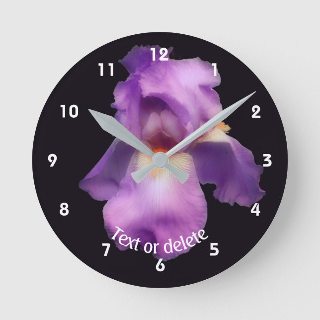 Lavender Bearded Iris Flower Personalized   Rund Klocka (Framsida)
