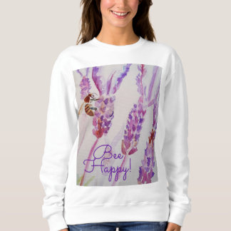 Lavender Bee Lycklig Herb Watercolor Flower T Shirt
