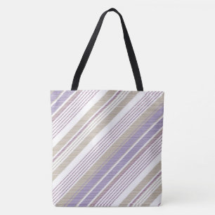 Lavender/Beige/Tan Rand Mode Tote Tygkasse