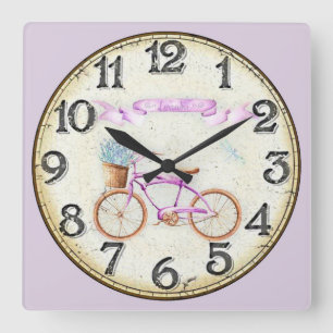 Lavender Bike Fyrkantig Klocka