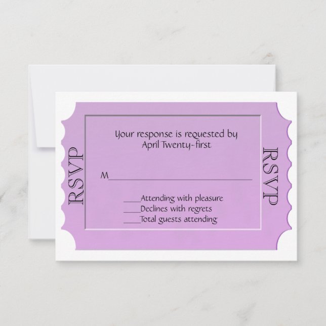 Lavender Biljett OSA Response Card Kort (Framsida)