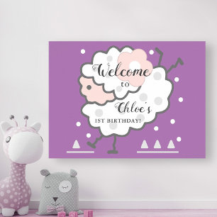 Lavender Birthday Välkommen till Cute Jumping Lamb Poster