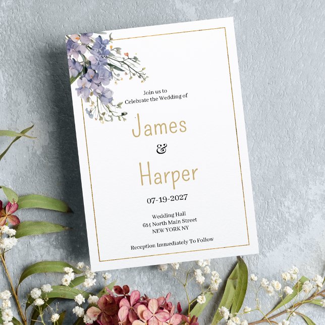 Lavender blå sommarvildblomma Bröllop Inbjudningar (Lavender blue summer wildflower Wedding )