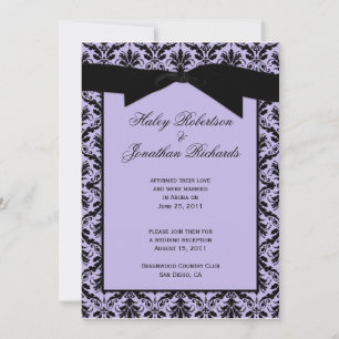Lavender Black Damask Post Bröllop Firande Inbjudningar
