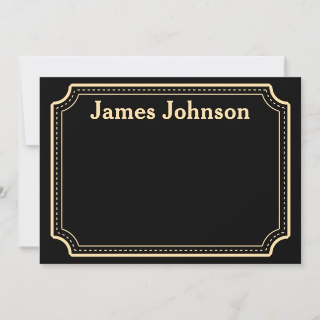 Lavender Black Retro Bold Serif Desk Name Plate Anteckningskort (Framsida)