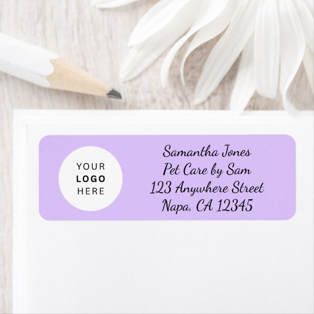 Lavender Black Script Business Logo Customizable  Returadress Etikett (Insitu)