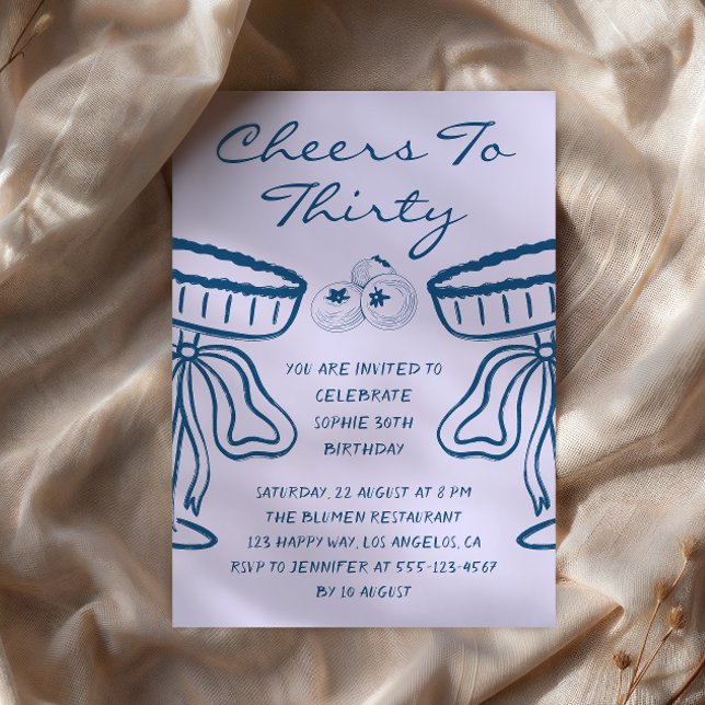 Lavender & Bleu Cheers to Thirty Vintage Birthday Inbjudningar (Skapare uppladdad)