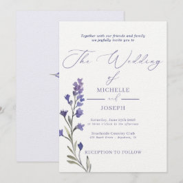 Lavender Bliss Elegant Watercolor Bröllop Inbjudningar