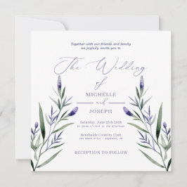 Lavender Bliss Elegant Watercolor Bröllop Inbjudningar