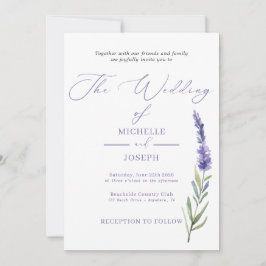 Lavender Bliss Elegant Watercolor Bröllop Inbjudningar