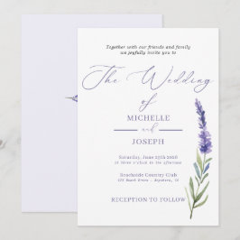 Lavender Bliss Elegant Watercolor Bröllop Inbjudningar