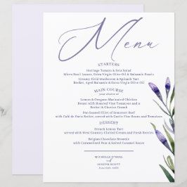 Lavender Bliss Elegant Watercolor Bröllop Menu