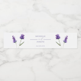 Lavender Bliss Elegant Watercolor Bröllop Vattenflaska Etikett