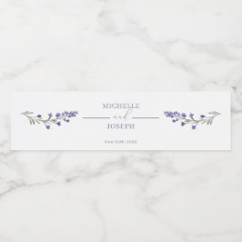 Lavender Bliss Elegant Watercolor Bröllop Vattenflaskor Etikett