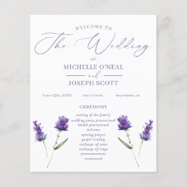 Lavender Bliss Elegant Watercolor, Bröllopsprogram