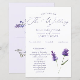 Lavender Bliss Elegant Watercolor, Bröllopsprogram