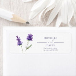 Lavender Bliss Elegant Watercolor Returadress Etikett