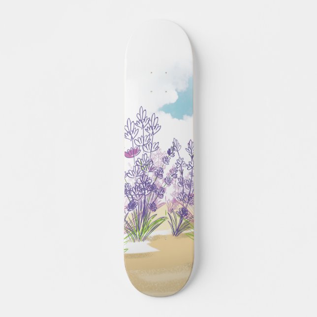 Lavender-blomma Mini Skateboard Bräda 18,5 Cm (Framsida)