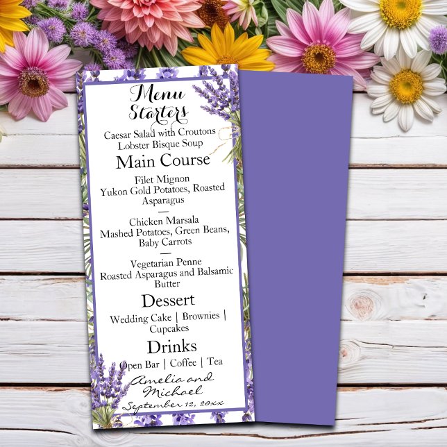 Lavender Blommar Garden Wedding Meny (Skapare uppladdad)
