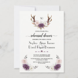 Lavender  Blommigt Antlers Rehearsal Middag Inbjudningar