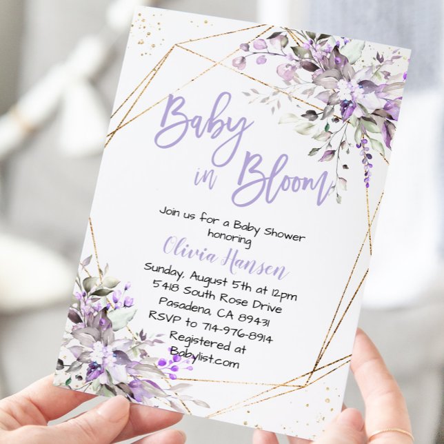 Lavender Blommigt Baby in Bloom Baby Shower Inbjudningar (Skapare uppladdad)