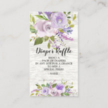 Lavender Blommigt Baby Shower Diaper Raffle Biljet