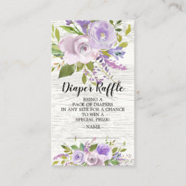 Lavender Blommigt Baby Shower Diaper Raffle Biljet Tilläggskort
