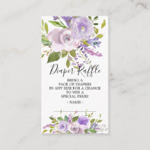 Lavender Blommigt Baby Shower Diaper Raffle Biljet