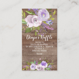 Lavender Blommigt Baby Shower Diaper Raffle Biljet Tilläggskort