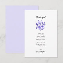 Lavender Blommigt babydusch tackkort