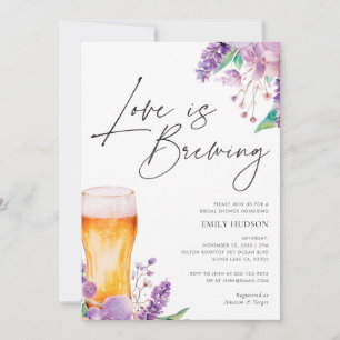 Lavender Blommigt Beer Inbjudningskort för möhippa